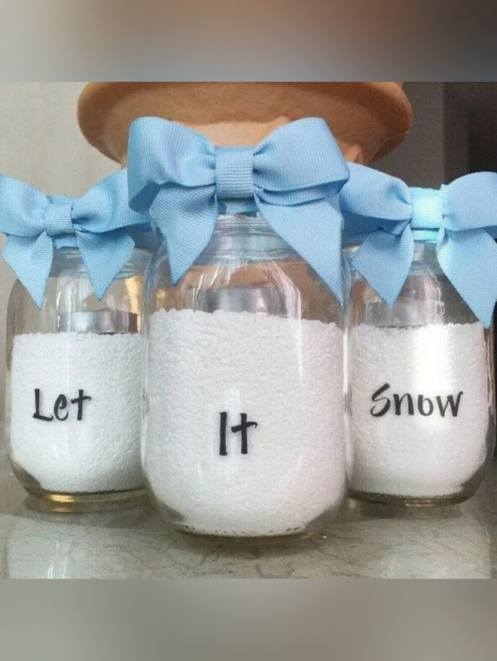 Set of 3 Handmade "Let It Snow" Mason Jar Candles - Christmas Decorations